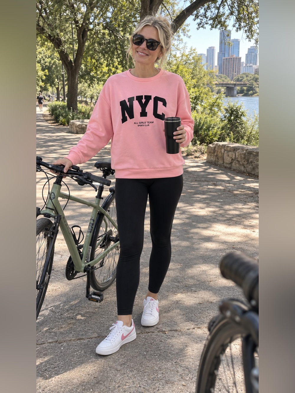 SHEIN Pink NYC Crewneck Sweatshirt